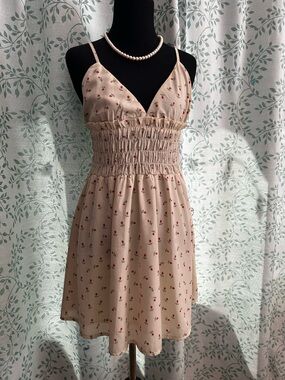 Princess Polly Beige Mini Dress with Red Floral Print